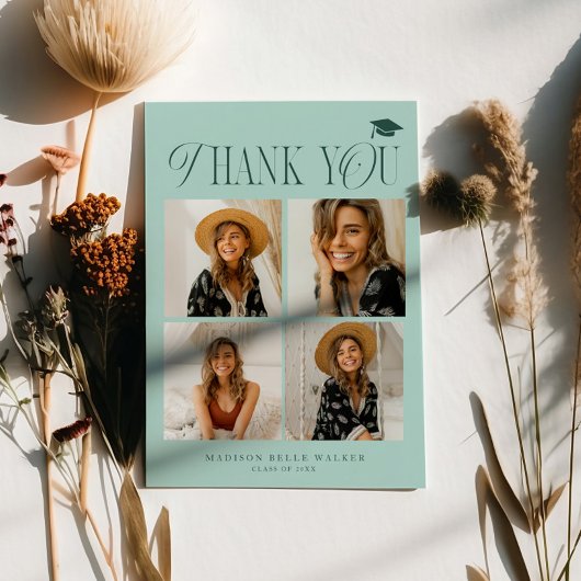 Green Elegance Graduation Merci Photo Collage