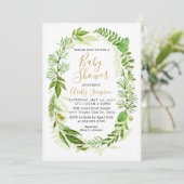 Green Elegant Baby shower Invitation Cartes (Debout devant)
