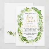 Green Elegant Baby shower Invitation Cartes (Devant / Derrière)