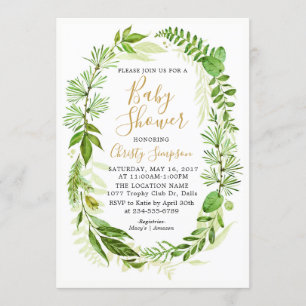 Green Elegant Baby shower Invitation Cartes