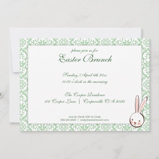 Green Elegant Brunch de Pâques Invitation (Devant)