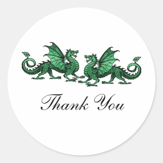 Green Elegant Dragons Dank u Stickers (Voorkant)