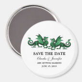 Green Elegant Dragons Save the Date Magnet (Recto/Verso)