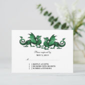 Green Elegant Dragons Wedding Response Kaart (Staand voorkant)