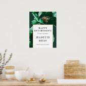 Green Elegant Floral Happy Retirement Affiche de b (Cuisine)