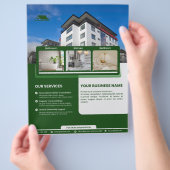 Green Elegant Flyer voor makelaars in onroerend go (Hand)