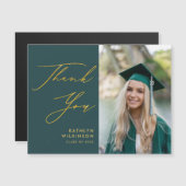 Green Elegant Gold Script Afstuderen Hartelijk dan (Voorkant / Achterkant)