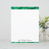 Green Elegant Metallic Satin Name Shiny Briefpapie (Staand voorkant)