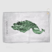 Green Elegant Peacock Golf Towel Golfhanddoek (Horizontaal)