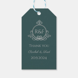 Green Elegant Silver Calligraphy Weddenschap Harte Cadeaulabel