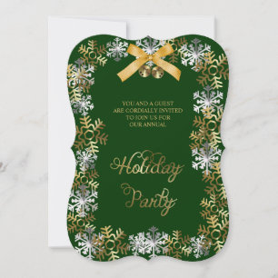 Green Elegant Snowflake Invitation de la fête d'en