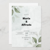 Green Elegant Wedding Invitation (Devant / Derrière)