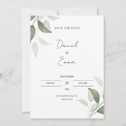 Green Elegant Wedding Invitation (Devant)