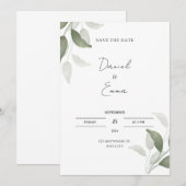 Green Elegant Wedding Invitation Kaart (Voorkant / Achterkant)