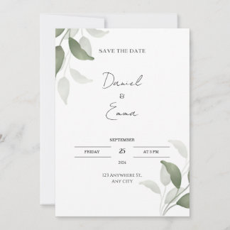 Green Elegant Wedding Invitation Kaart