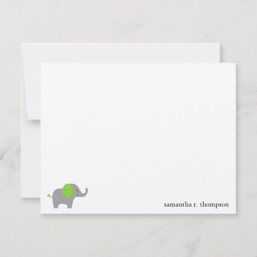 Green Elephant Baby shower Merci Carte Note (Devant)