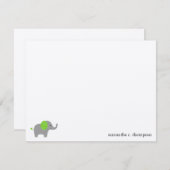 Green Elephant Baby shower Merci Carte Note (Devant / Derrière)