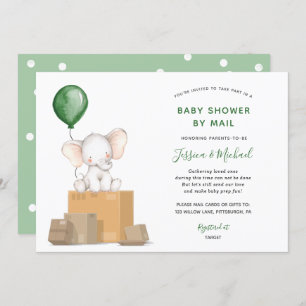 Green Elephant Baby shower per Mail uitnodiging
