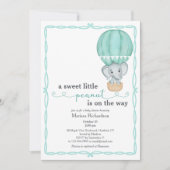 Green Elephant Genderneutraal Baby shower Kaart (Voorkant)