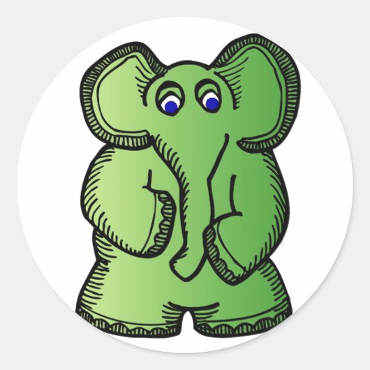 Green Elephant Ronde Sticker (Voorkant)