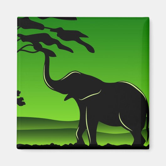Green Elephant Silhouette Artwork Magneet (Voorkant)