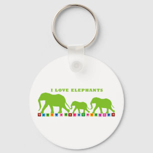 Green Elephants Walking Sleutelhanger