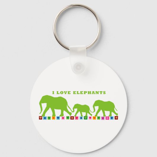 Green Elephants Walking Sleutelhanger (Voorkant)