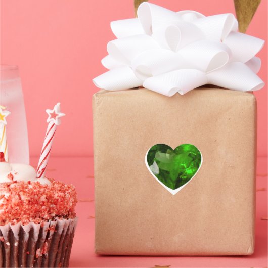 Green Emerald Heart Sticker (Feest)