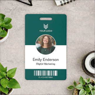 Green Employee Name Business Logo Staff Tag Badge