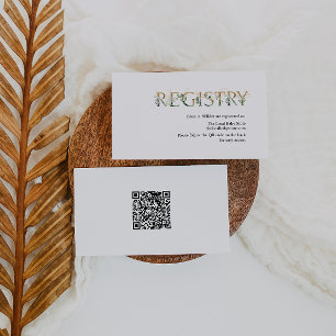 Green en Gold Baby Registry QR Code Informatiekaartje