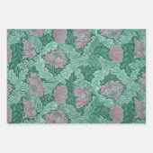 Green en Red Wreath Pattern (door William Morris) Inpakpapier Vel (Voorkant 3)