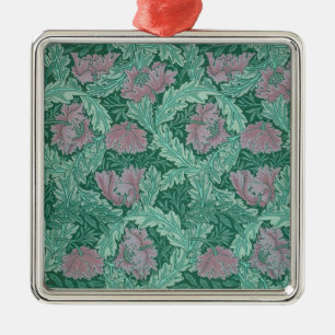 Green en Red Wreath Pattern (door William Morris) Metalen Ornament