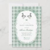 Green En vichy Mallard Duck Baby shower Invitation (Devant)