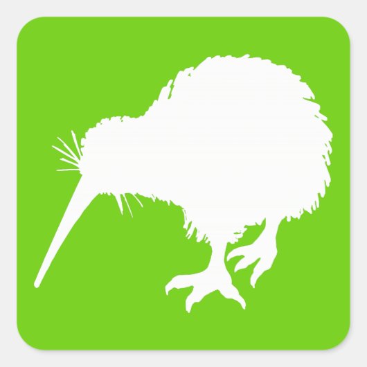 Green en White Kiwi Vierkante Sticker (Voorkant)