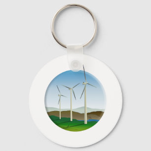 Green Energy Wind Turbine Sleutelhanger
