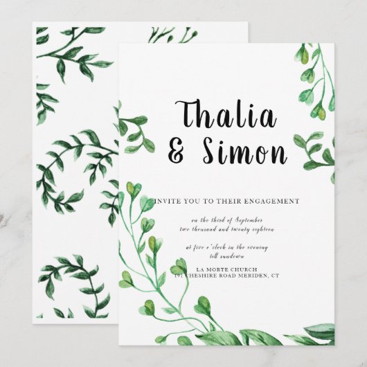 Green Engagement Party Uitnodiging (Voorkant / Achterkant)
