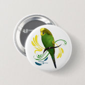 Green English Budgie Ronde Button 5,7 Cm (Voorkant /achterkant)