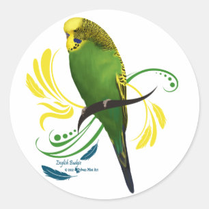 Green English Budgie Ronde Sticker