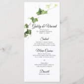 Green English Ivy Vine Watercolor Wedding Menu  (Devant)
