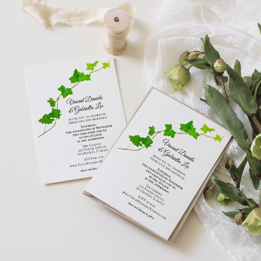 Green English Vine Faire-part de mariage
