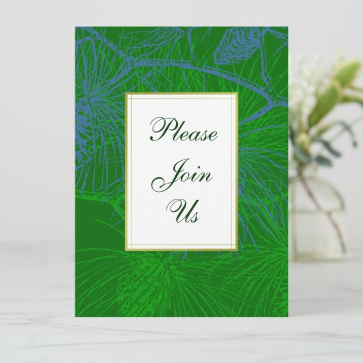 Green et Blue Pine sur mesure Invitation de vacanc (Debout devant)