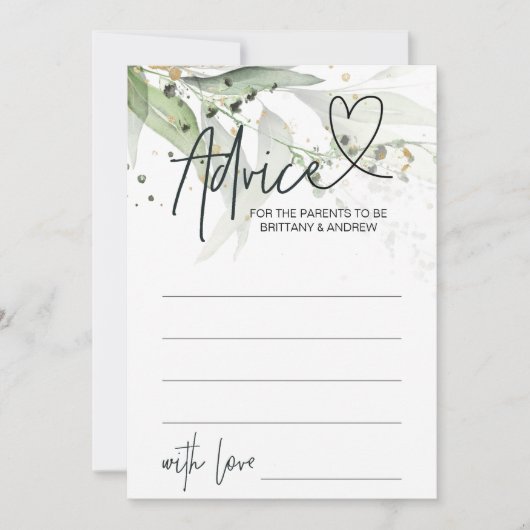 Green Eucalyptus Baby shower Conseils Carte de jeu (Devant)