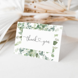 Green Eucalyptus Folded Weddenschap Hartelijk dank Bedankkaart