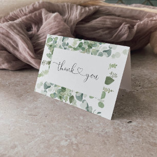 Green Eucalyptus Folded Weddenschap Hartelijk dank Bedankkaart