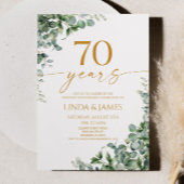 Green Eucalyptus Gold 70th Wedding Anniversary Kaart