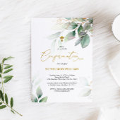 Green Eucalyptus & Gold Confirmation Invitation