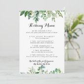Green Eucalyptus Mariage Kissing Menu Carte de jeu (Debout devant)