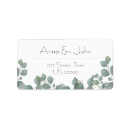 Green Eucalyptus Modern Floral Adres Etiket