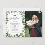 Green Eucalyptus Photo Graduation Invitation (Devant)