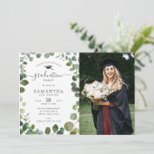 Green Eucalyptus Photo Graduation Invitation (Debout devant)